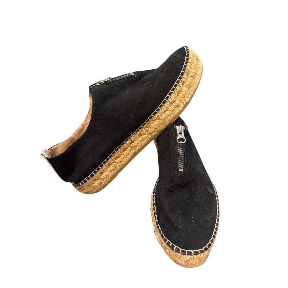 Eric Michael Espadrille Women 42 Black Suede Zip Platform Handmade Spain